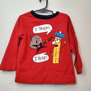 Children's Place ♡ Distressed Red Long Sleeve Shirt "I Rock, I Rule" ♡ Size: 3T